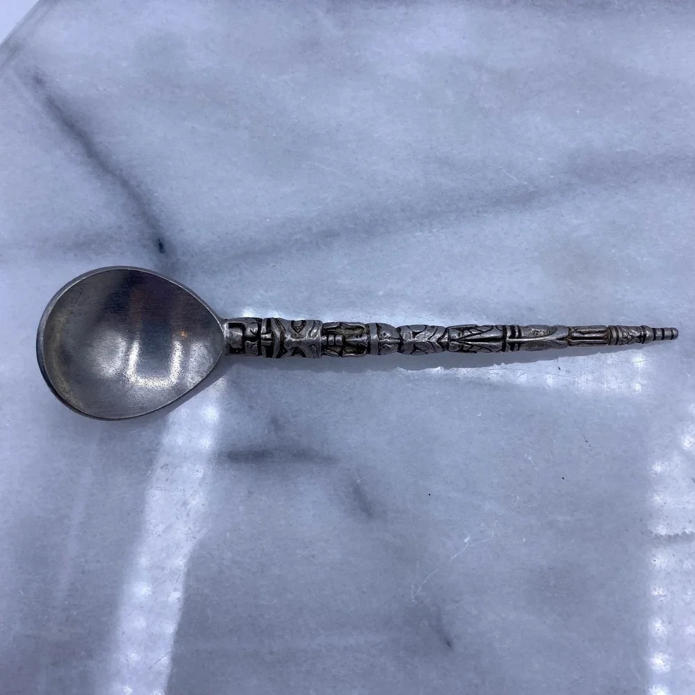 Vintage Boma Canada Totem Pole Souvenir Spoon Silver Pewter Indigenous Artisan